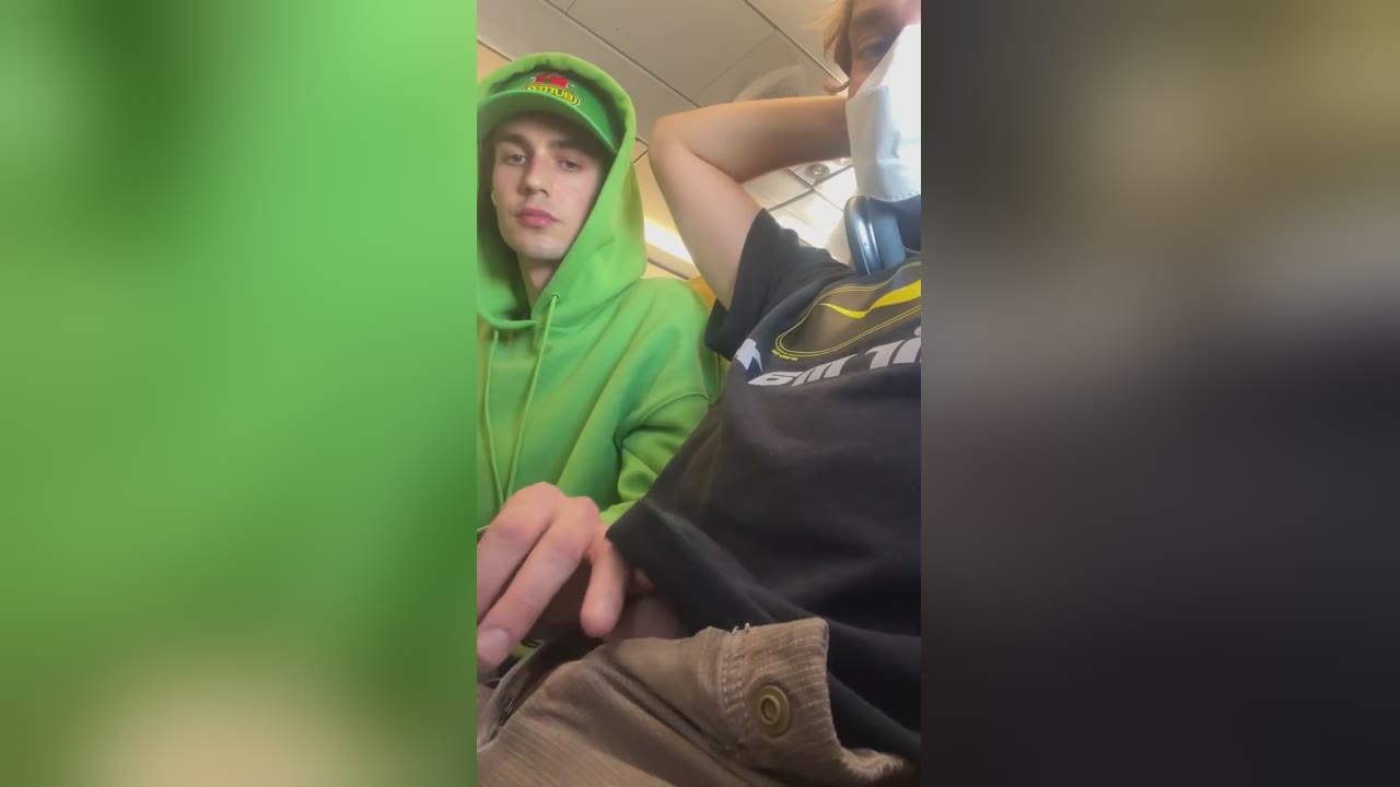 Cute friends got horny on the plane