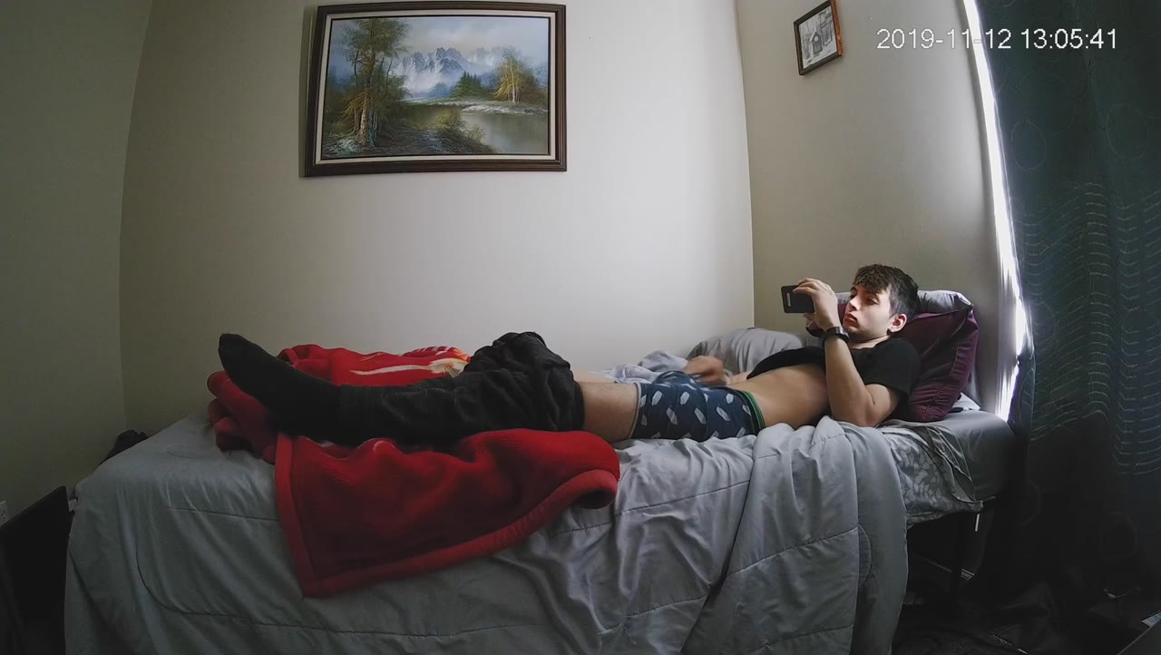 IPCAM College Boy Jerks in Bed - ThisVid.com