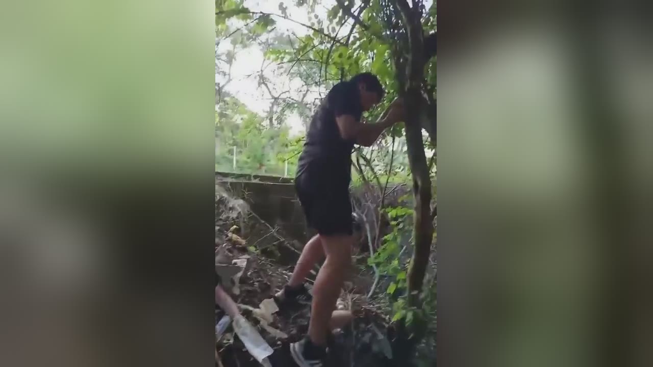 latino twinks playing around outdoors in...