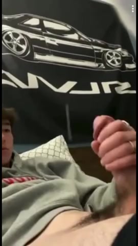 Mushroom dick splatters his ceiling with cum
