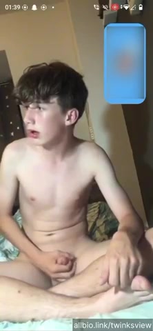 skinny twink hottie jerking off his uncut dick