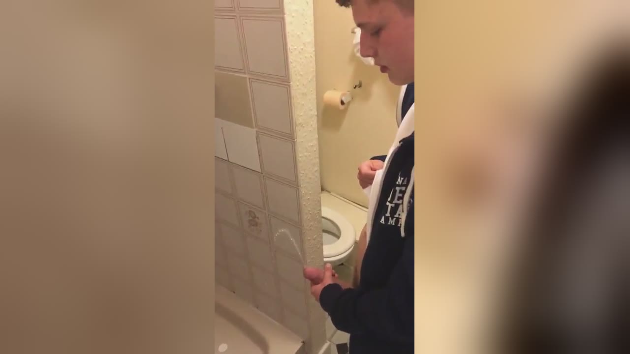 Teen-boy-cums-while-pissing-filmed-by-friend